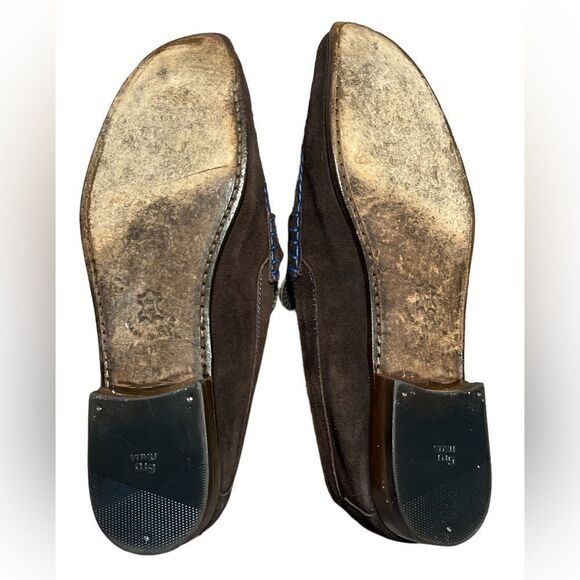 Donald J Pliner Dacio Rich Brown Suede Slip-on Loafers w/Blue Stitching Size 11M - Picture 6 of 8